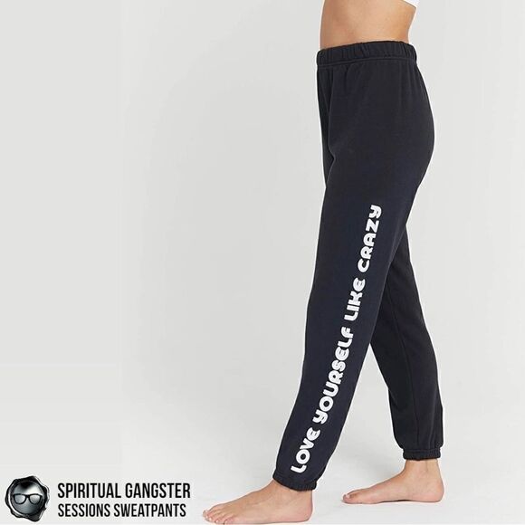 SPIRITUAL GANGSTER WOMEN LOVE YOURSELF SESSIONS JOGGER SWEATPANTS VINTAGE BLACK - Picture 7 of 16
